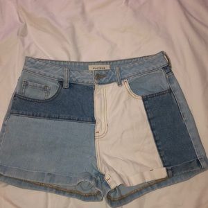 pacsun color-block denim mom shorts